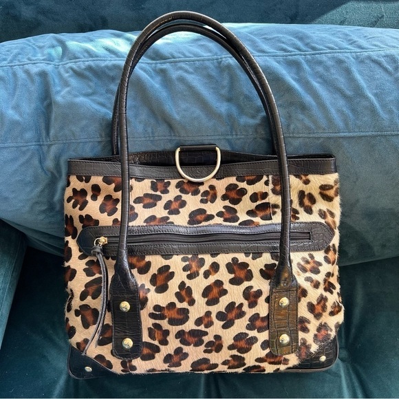 Maurizio Taiuti Handbags - Maurizio Taiuti Leopard Calf Hair Leather Tote